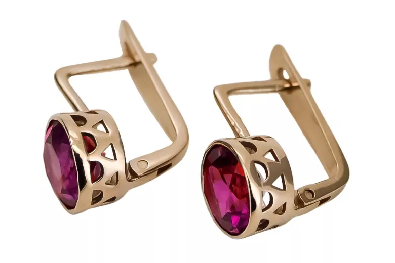 "Classic Ruby Accents in 14K Rose Gold Vintage Earrings" vec107 vec107