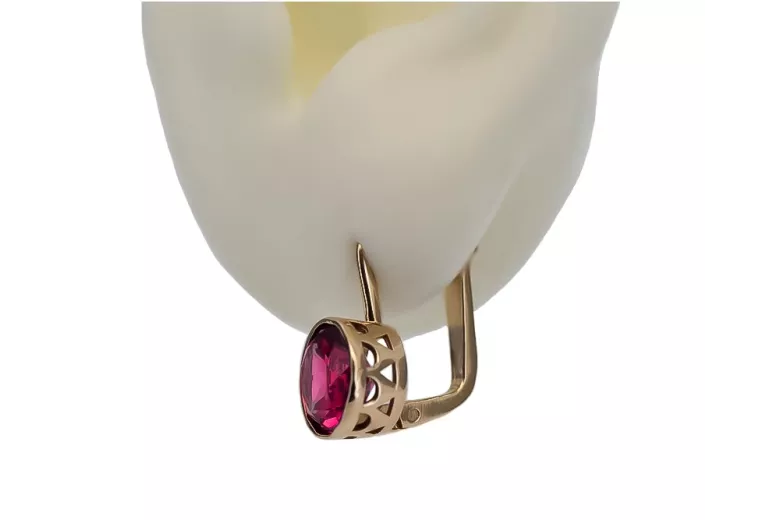 "Classic Ruby Accents in 14K Rose Gold Vintage Earrings" vec107 vec107