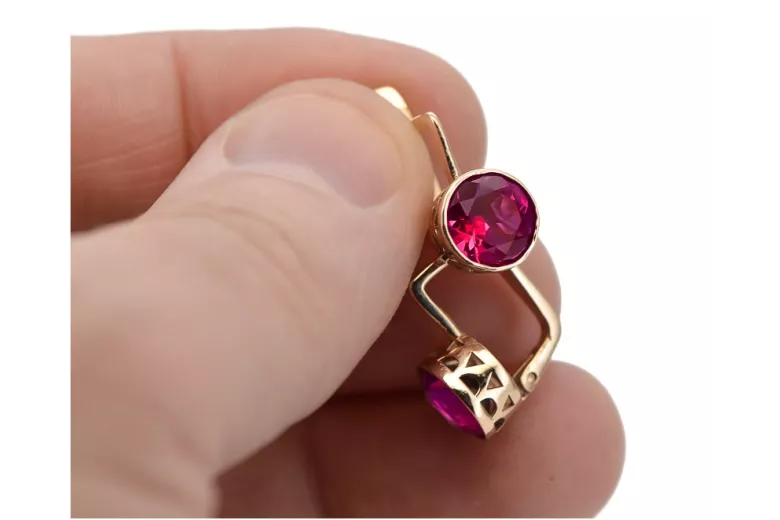 "Classic Ruby Accents in 14K Rose Gold Vintage Earrings" vec107 vec107