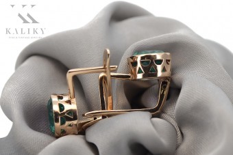 "Emerald Studded 14K Rose Gold Earrings with Vintage Charm" vec107 vec107