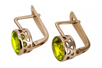 Pendientes de oro rosa antiguo con peridoto amarillo vec107