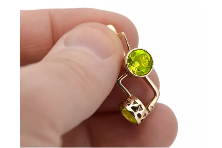 Vintage 14K Rose Gold Peridot Earrings vec107