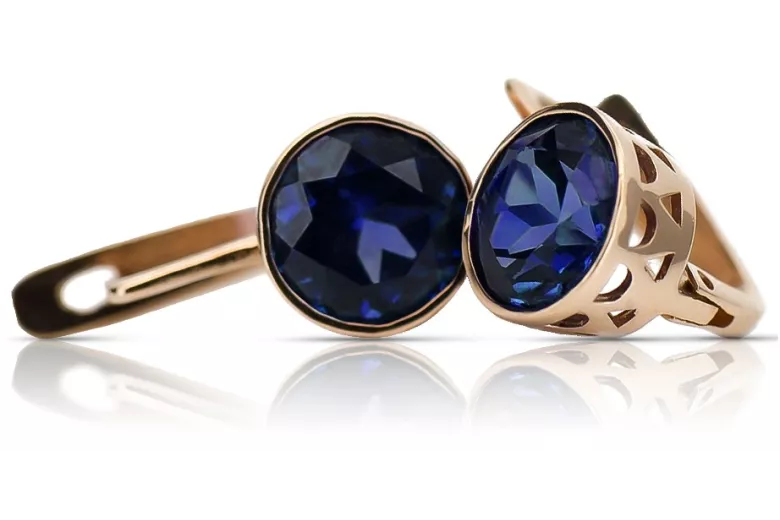 "Classic Sapphire Accents in Original 14K Rose Gold Earrings" vec107 vec107