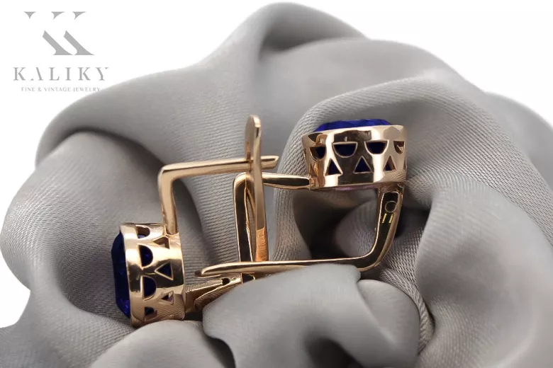 "Classic Sapphire Accents in Original 14K Rose Gold Earrings" vec107 vec107