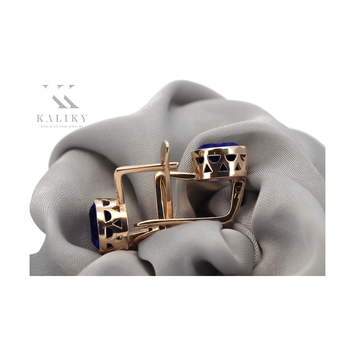 "Classic Sapphire Accents in Original 14K Rose Gold Earrings" vec107 vec107