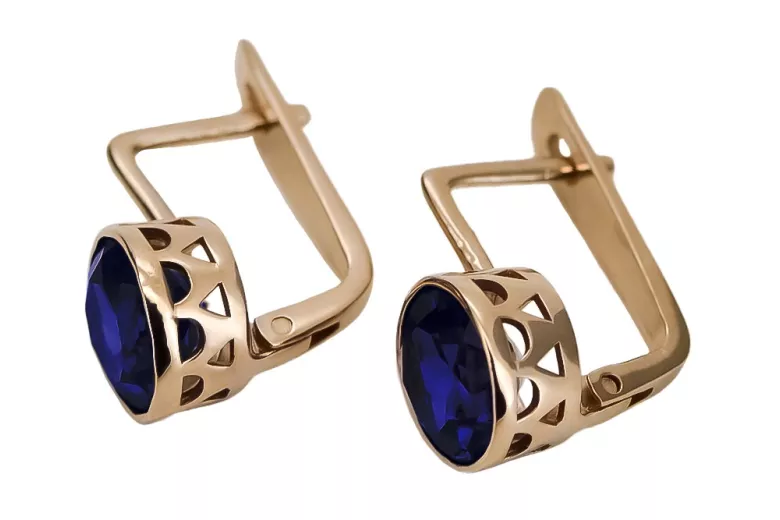 "Classic Sapphire Accents in Original 14K Rose Gold Earrings" vec107 vec107