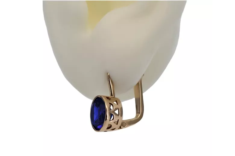 "Classic Sapphire Accents in Original 14K Rose Gold Earrings" vec107 vec107