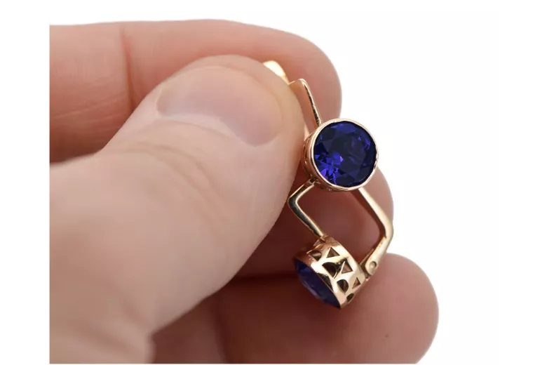 "Classic Sapphire Accents in Original 14K Rose Gold Earrings" vec107 vec107