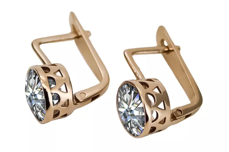 "Original Vintage Zircon Embellished 14K Rose Gold Earrings" vec107 vec107