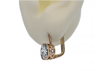 Oryginalne 14k Cyrkonia Kolczyki w Stylu Vintage z Różowego Złota vec107 vec107