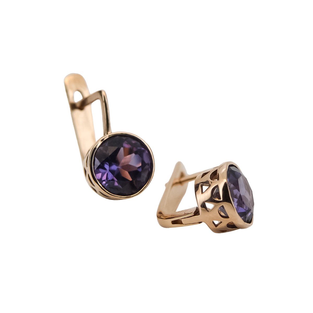 "Boucles d'oreilles vintage en or rose 14k 585 avec Alexandrite" vec107 vec107