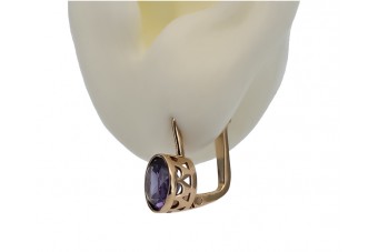 Cercei originali din aur roz de 14k cu Alexandrite vintage vec107 vec107