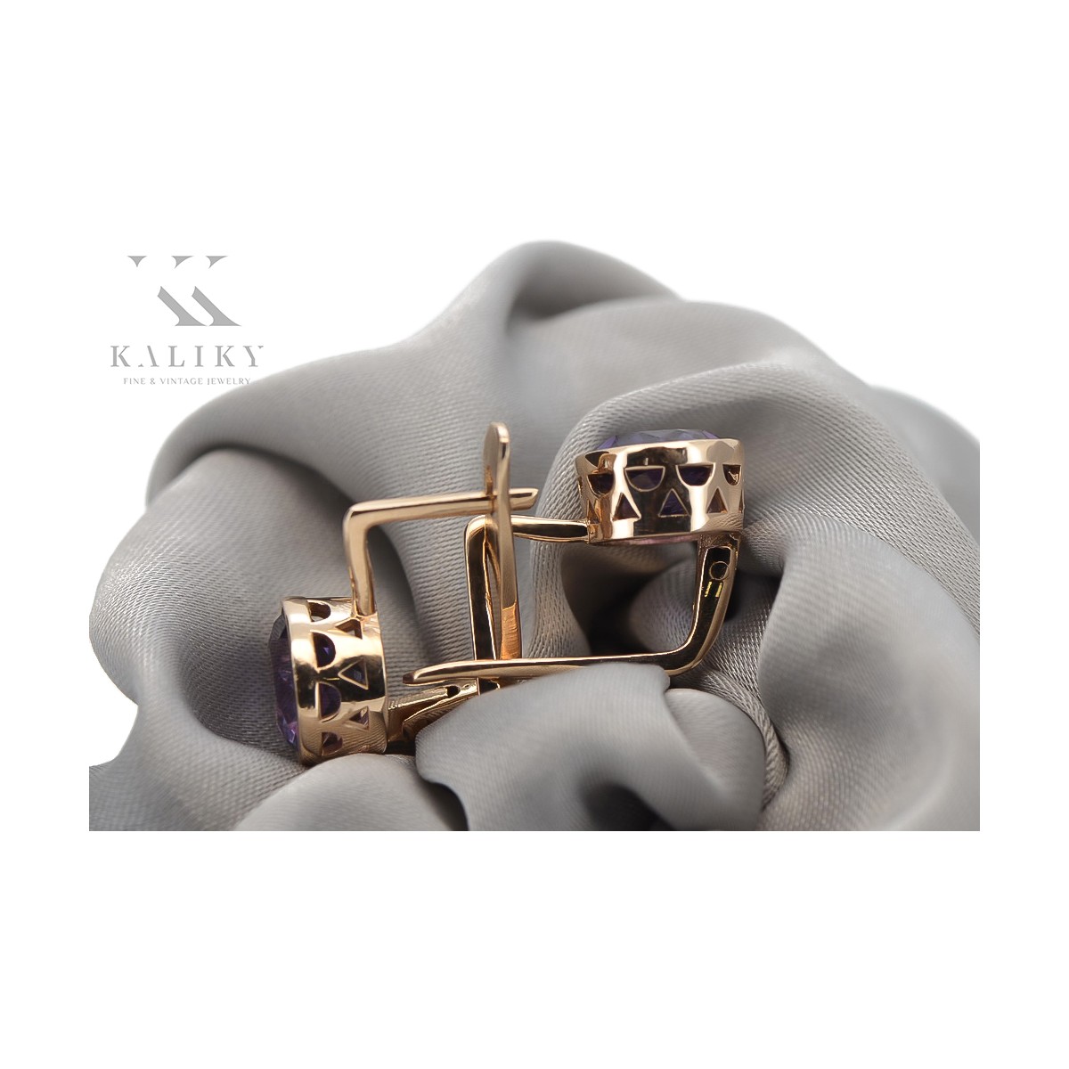 Sterling silver rose gold plated, Alexandrit earrings. vec107rp