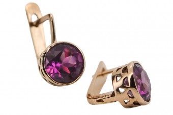 Sterling silver rose gold plated, Amethyst earrings vec107rp