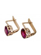 Sterling silver rose gold plated, Ruby Drop Earrings vec107rp