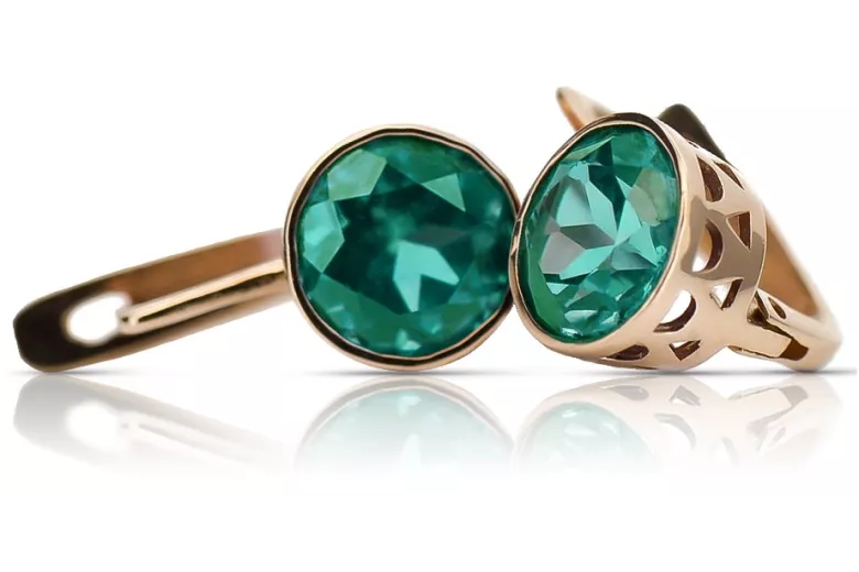 Sterling silver rose gold plated Emerald earrings vec107rp