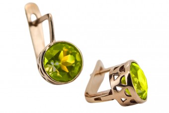 Pendientes de Plata y Oro Rosa con Peridoto Amarillo vec107rp