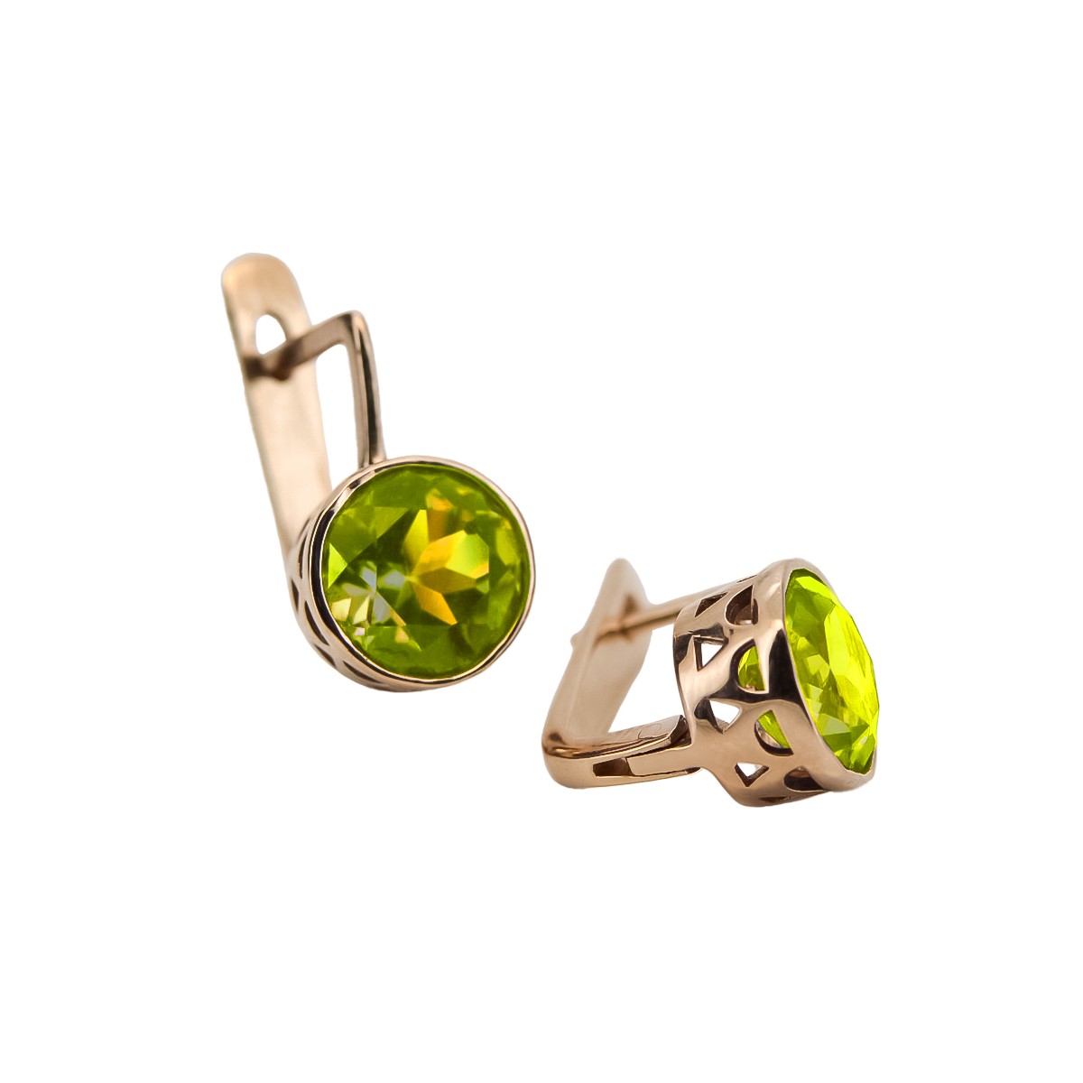 Pendientes de Plata y Oro Rosa con Peridoto Amarillo vec107rp