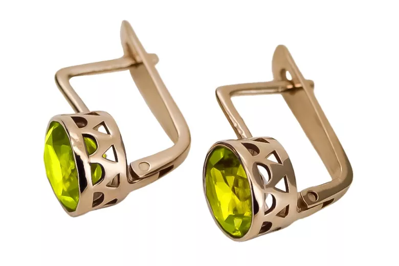 Pendientes de Plata y Oro Rosa con Peridoto Amarillo vec107rp