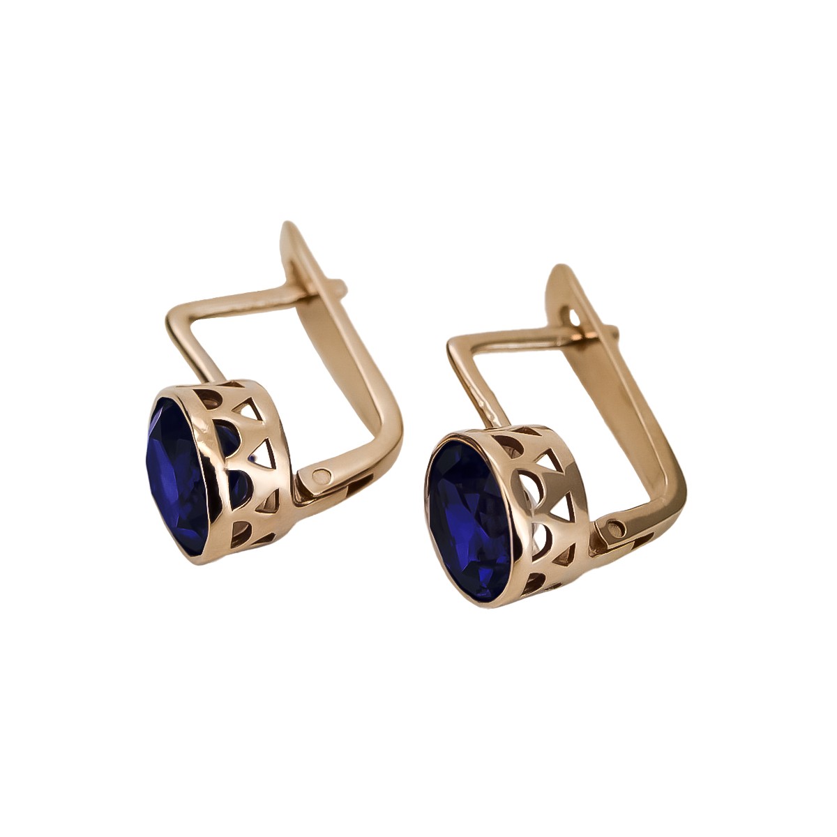 Sterling silver rose gold plated, Sapphire Earrings vec107rp