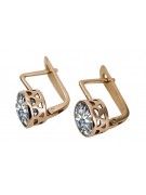 Boucles d'oreilles en argent sterling plaqué or rose, Zircons. vec107rp