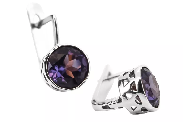 Boucles d'oreilles en argent sterling 925, Alexandrite vec107s