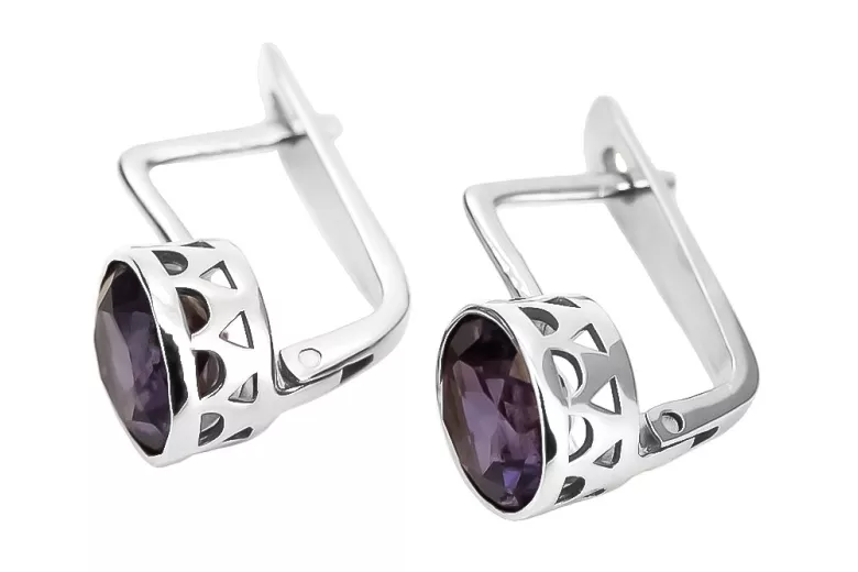 Vintage Sterling Silver 925 Alexandrite Earrings vec107s