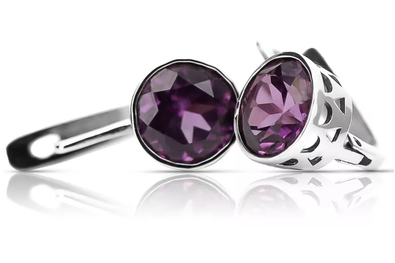 Sterling Silver 925 Amethyst Drop Earrings vec107s