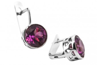 Boucles d'oreilles en argent sterling 925, Améthyste Vintage vec107s