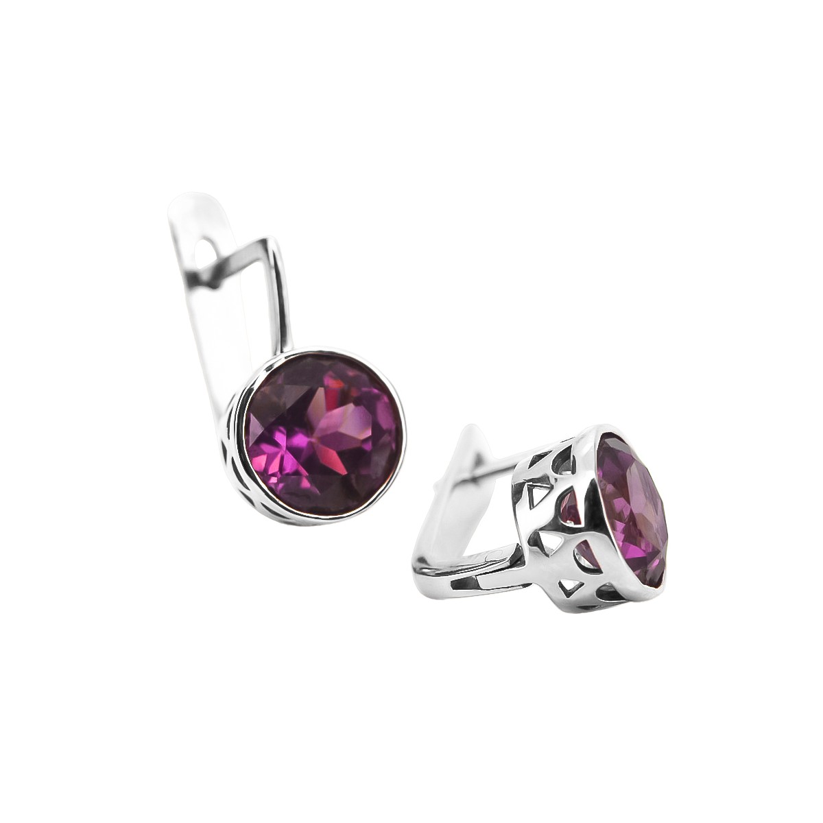 Sterling Silver 925 Amethyst Drop Earrings vec107s