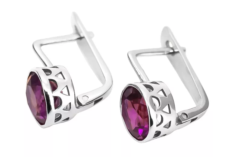 Sterling Silver 925 Amethyst Drop Earrings vec107s