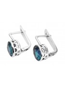 Boucles d'oreilles en argent sterling 925, Aigue-marine vintage vec107s