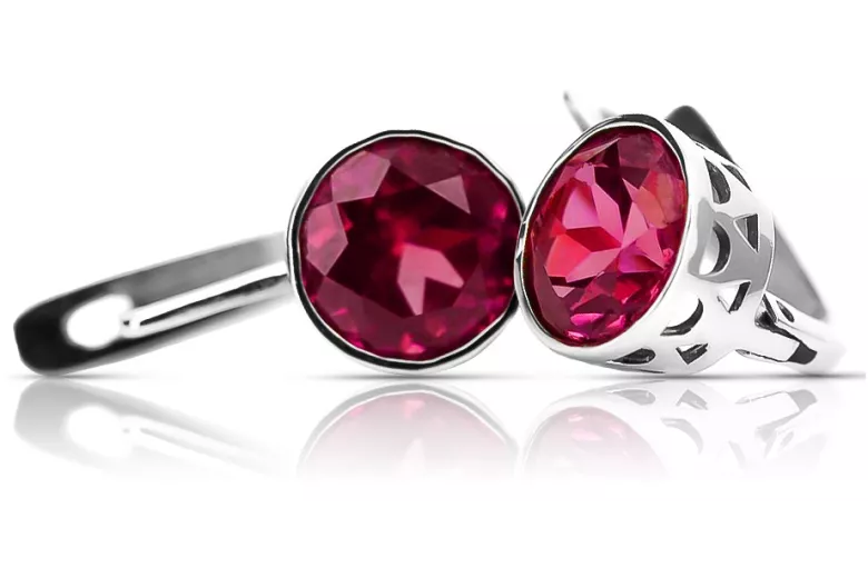 Sterling Silver 925 Ruby Drop Earrings vec107s