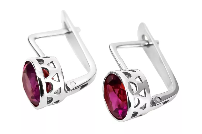 Sterling Silver 925 Ruby Drop Earrings vec107s