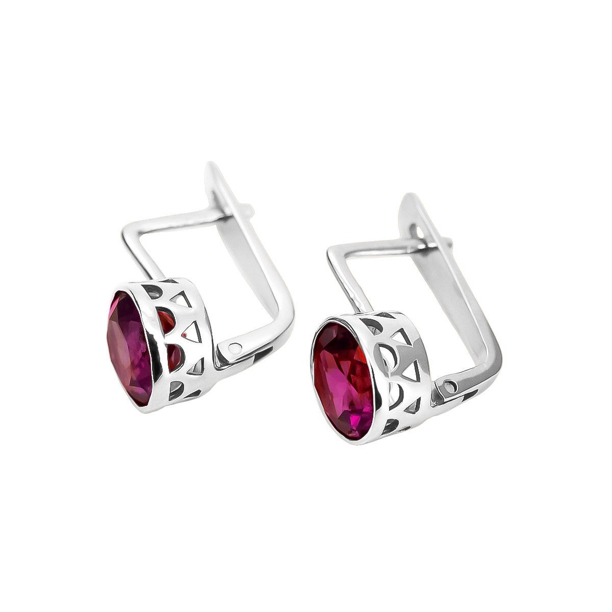 Boucles d'oreilles en argent sterling 925, Rubis vec107s