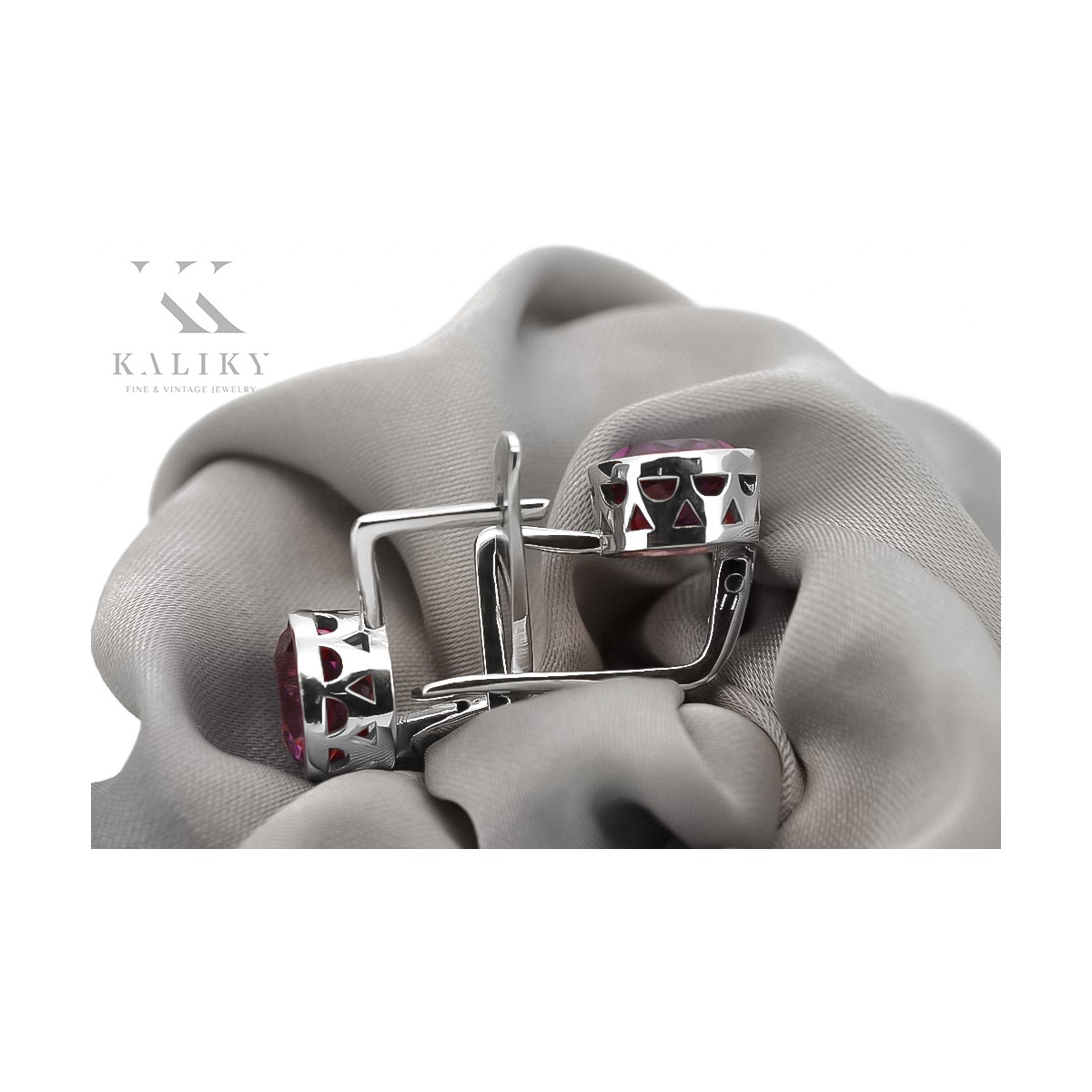 Boucles d'oreilles en argent sterling 925, Rubis vec107s