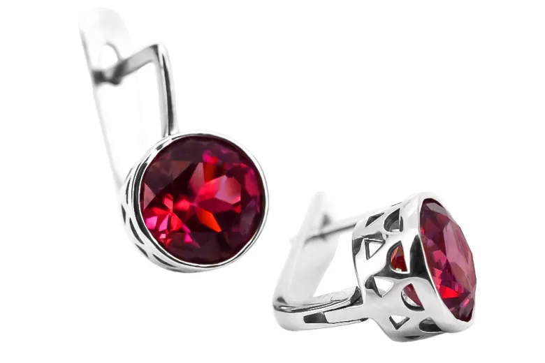 Sterling Silver 925 Ruby Drop Earrings vec107s