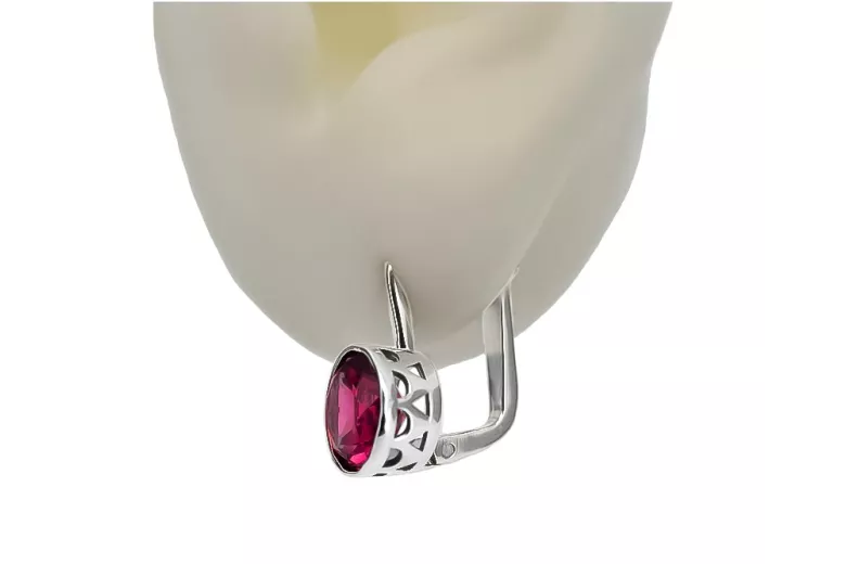 Sterling Silver 925 Ruby Drop Earrings vec107s