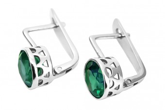 Sterling Silver 925 Emerald Drop Earrings vec107s