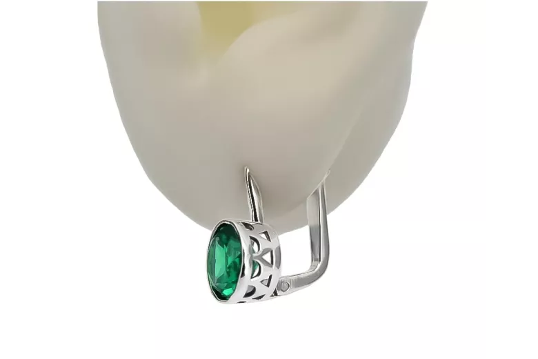 Sterling Silver 925 Emerald Drop Earrings vec107s