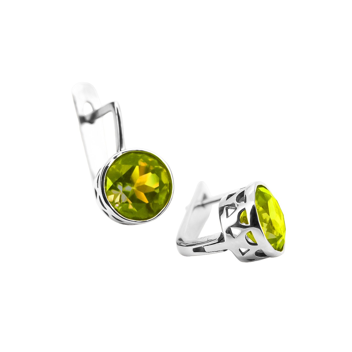 Aretes Vintage Plata de ley 925, Peridoto amarillo vec107s