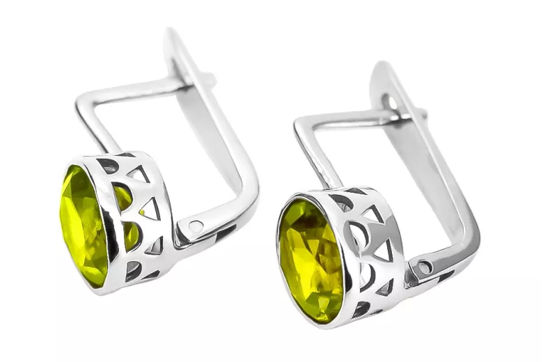 Aretes Vintage Plata de ley 925, Peridoto amarillo vec107s