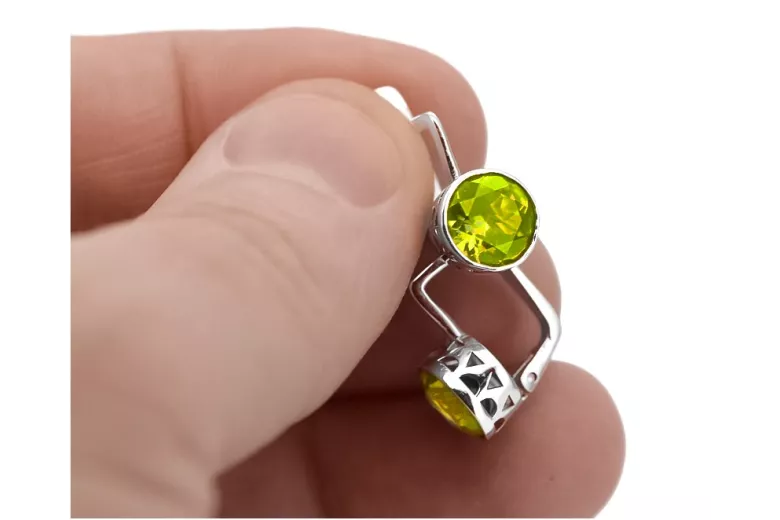 Aretes Vintage Plata de ley 925, Peridoto amarillo vec107s