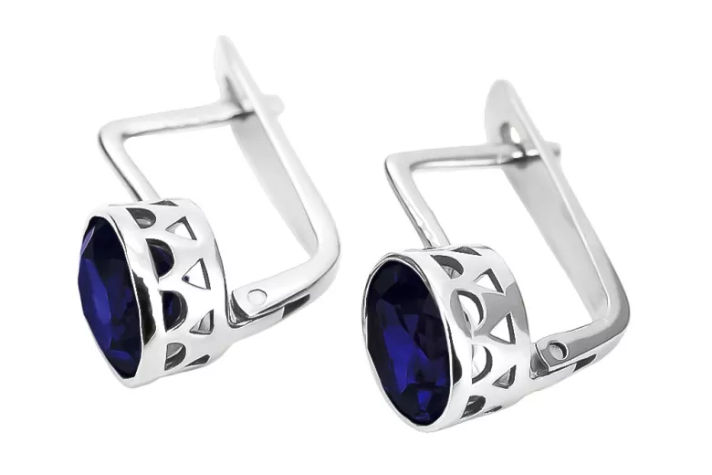 Sterling Silver 925, Sapphire Drop Earrings vec107s