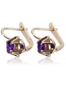 Boucles d'oreilles en or rose vintage 14 carats avec alexandrite russe soviétique vec018 style vec018