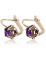 Boucles d'oreilles en or rose vintage 14 carats avec alexandrite russe soviétique vec018 style vec018