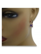 Boucles d'oreilles en or rose vintage 14 carats avec alexandrite russe soviétique vec018 style vec018