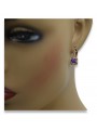 Boucles d'oreilles en or rose vintage 14 carats avec alexandrite russe soviétique vec018 style vec018