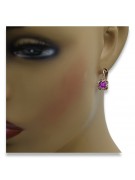 Amethyst Accentuated Original Vintage 14K Rose Gold Earrings - Russian Soviet Style vec018 vec018