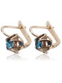 Original Aquamarine 14K Rose Gold Earrings from Soviet Era - Vintage  vec018 vec018